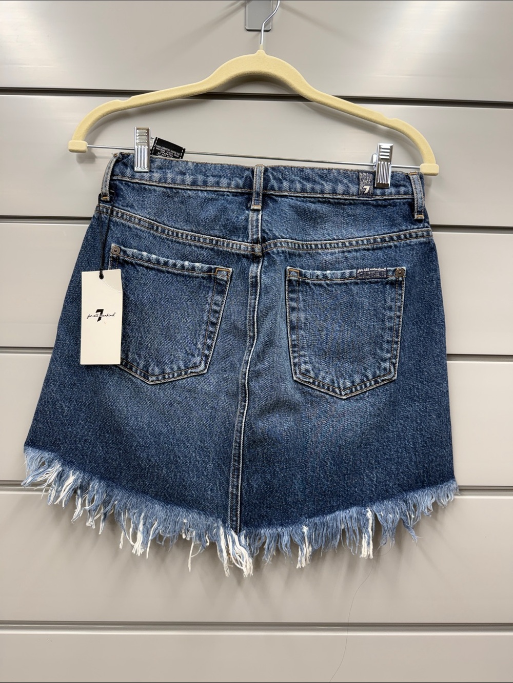 Women’s Seven For All Mankind Frayed Hem Denim Mini Skirt - Blue